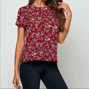 New floral top red size S